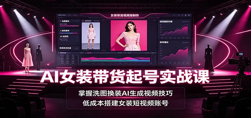 AI女装带货起号实战课:掌握洗图换装AI生成视频技巧,低成本搭建女装短视频账号-37博客