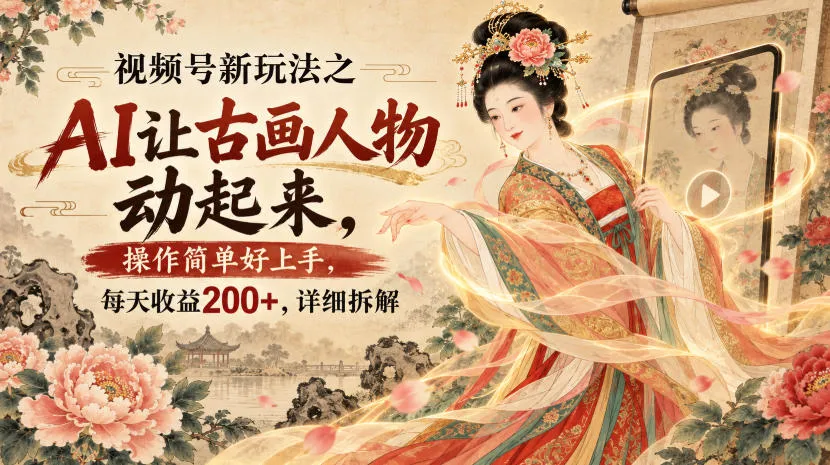 视频号新玩法之AI让古画人物动起来，操作简单好上手，每天收益200+，详细拆解-37博客
