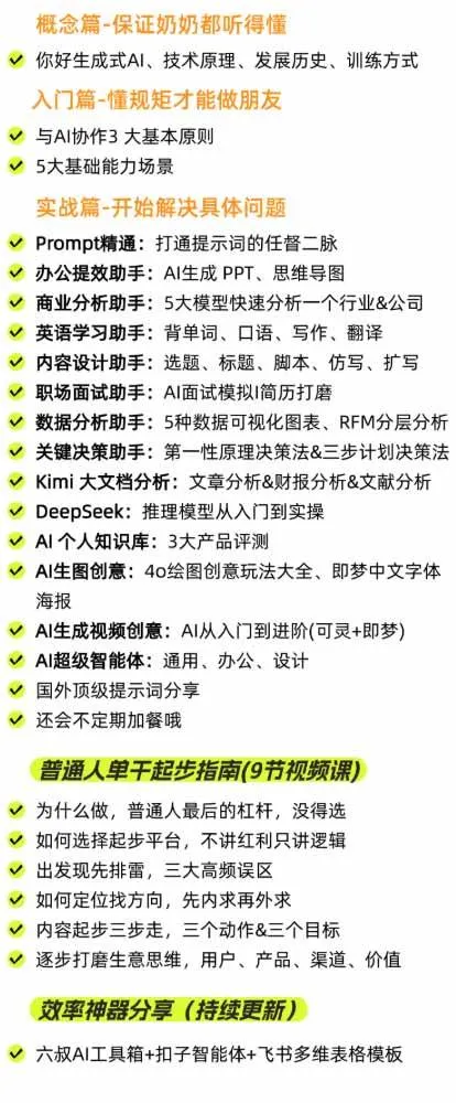 （20149期）AI私教实战课-更新8月：从提示词、智能体到内容生产与流量获客，系统打造AI时代超级个体核心能力-37博客
