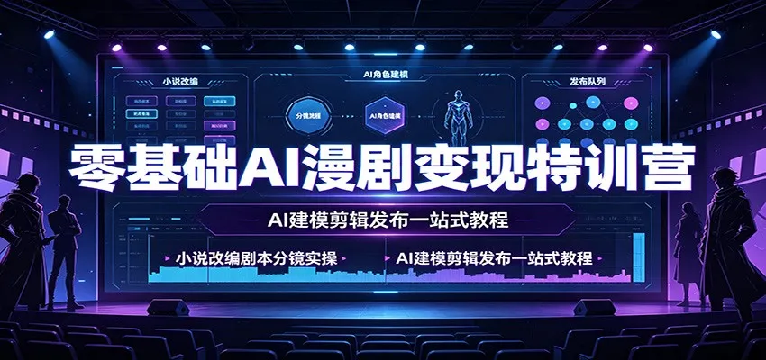 零基础AI漫剧变现特训营：小说改编剧本分镜实操，AI建模剪辑发布一站式教程-37博客