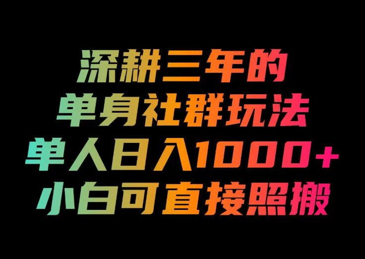 深耕三年的单身社群玩法,单人日入1000+,小白可直接照搬!【揭秘】-37博客
