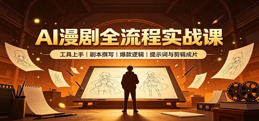 AI漫剧全流程实战课：工具上手、剧本撰写、爆款逻辑、提示词与剪辑成片-37博客