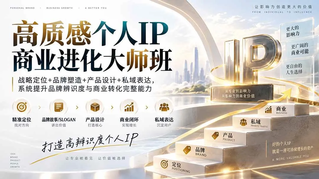 （20324期）高质感个人IP商业进化大师班：战略定位+品牌塑造+产品设计+私域表达，系统提升品牌辨识度与商业转化完整能力-37博客