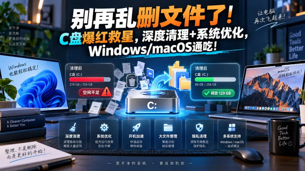 别再乱删文件了！C盘爆红救星，深度清理+系统优化，Windows/macOS通吃！-37博客