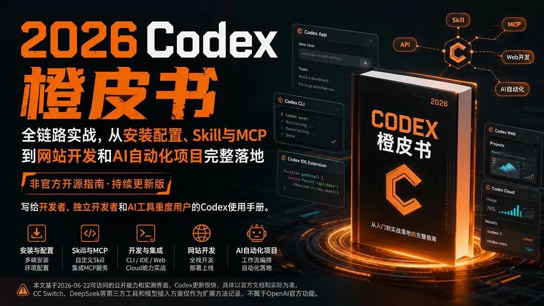 (20105期)2026Codex橙皮书:全链路实战,从安装配置、Skill与MCP到网站开发和AI自动化项目完整落地-37博客