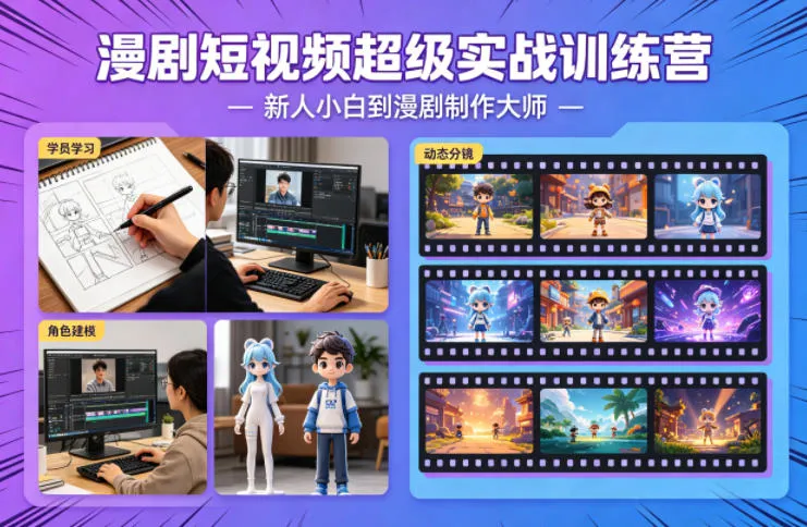 漫剧短视频超级实战训练营,新人小白到漫剧制作大师