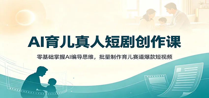 AI育儿真人短剧创作课:零基础掌握AI编导思维,批量制作育儿赛道爆款短视频-37博客