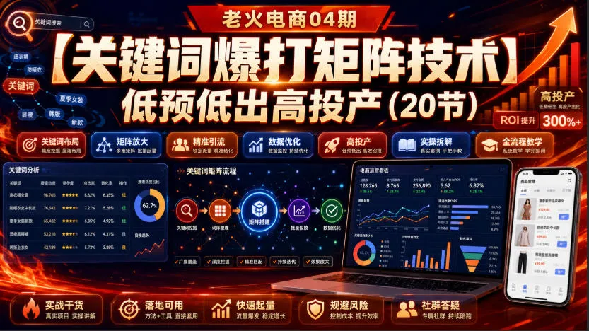 老火电商04期:【关键词爆打矩阵技术】低预低出高投产(20节)-37博客