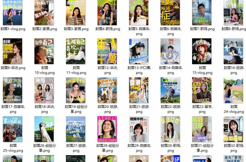 (20246期)高质量素材!200款+剪映高级美观网感封面预设,各行业通用,3s搞定超美观视频封面 爆款封面模板、-37博客