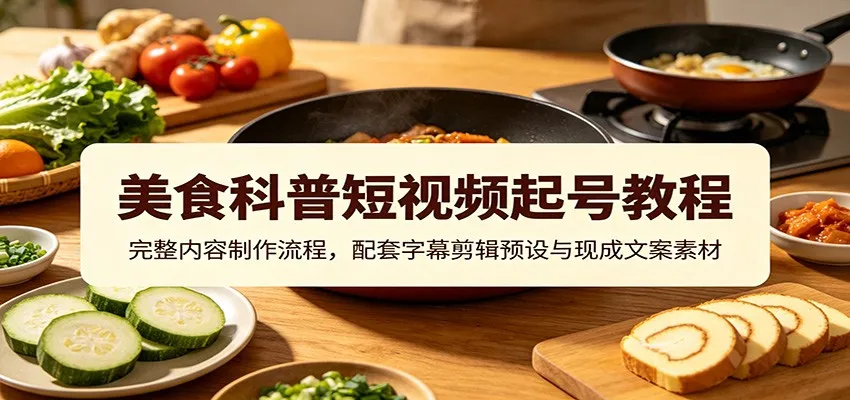 美食科普短视频起号教程：完整内容制作流程，配套字幕剪辑预设与现成文案素材-37博客