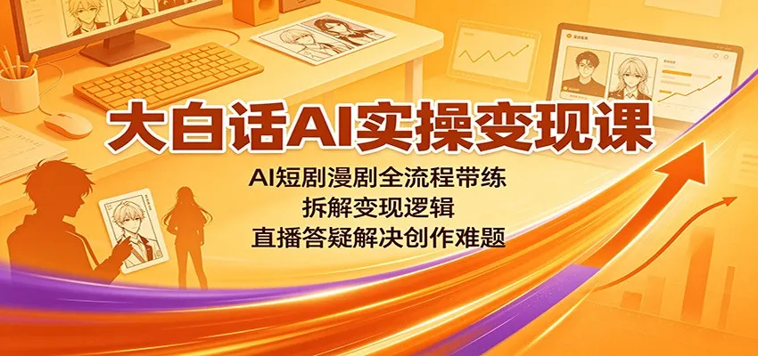 大白话AI实操变现课:AI短剧漫剧全流程带练,拆解变现逻辑,直播答疑解决创作难题-37博客