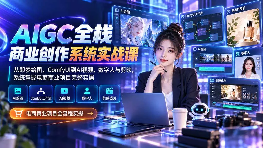 （20342期）AIGC全栈商业创作系统实战课：从即梦绘图、ComfyUI到AI视频、数字人与剪映，系统掌握电商商业项目完整实操-37博客