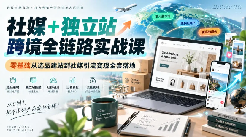 社媒+独立站跨境全链路实战课｜零基础从选品建站到社媒引流变现全套落地-37博客