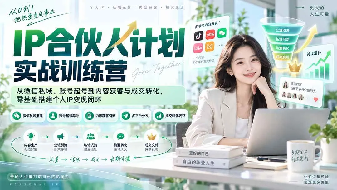 （20321期）IP合伙人计划实战训练营-更新：从微信私域、账号起号到内容获客与成交转化，零基础搭建个人IP变现闭环-37博客
