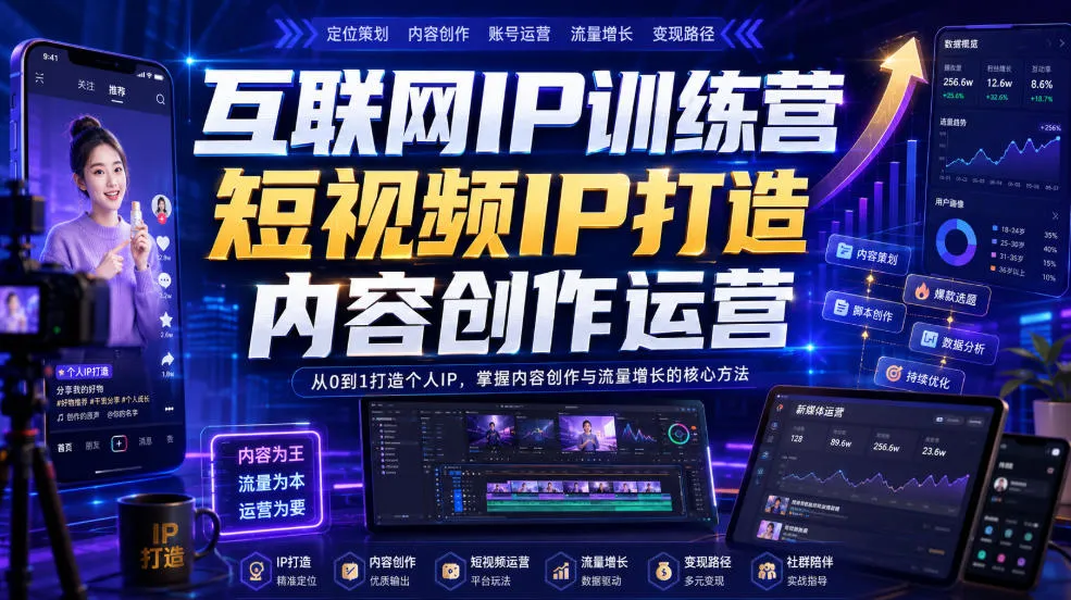 互联网IP训练营,短视频IP打造,内容创作运营-37博客